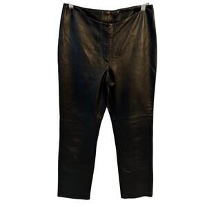 Y2K Vintage BEBE Real Leather Pants – Super Low Rise Black Trousers | Size 4/6
